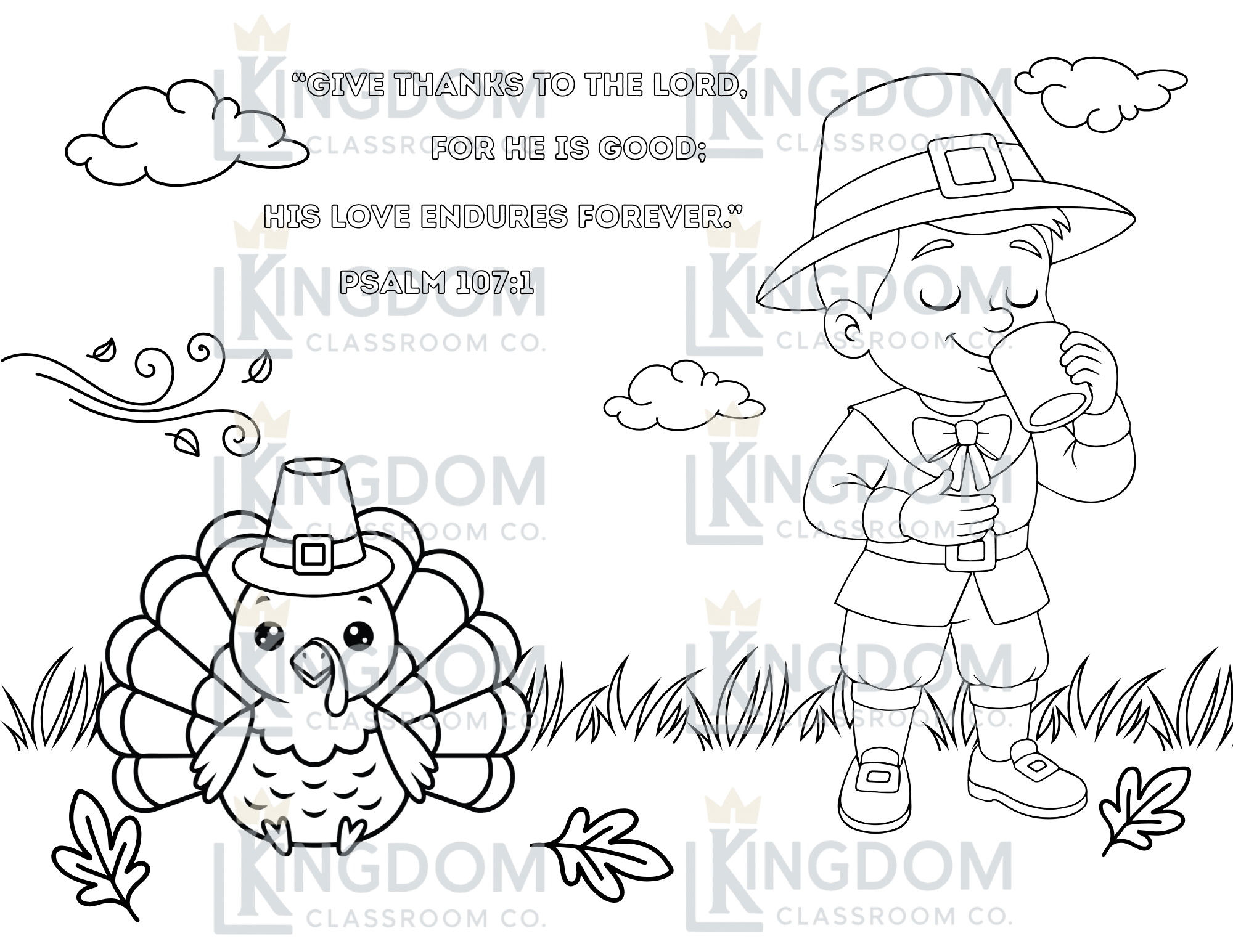 Thanksgiving Psalm 107:1 – “Give Thanks to the Lord” Scripture Print